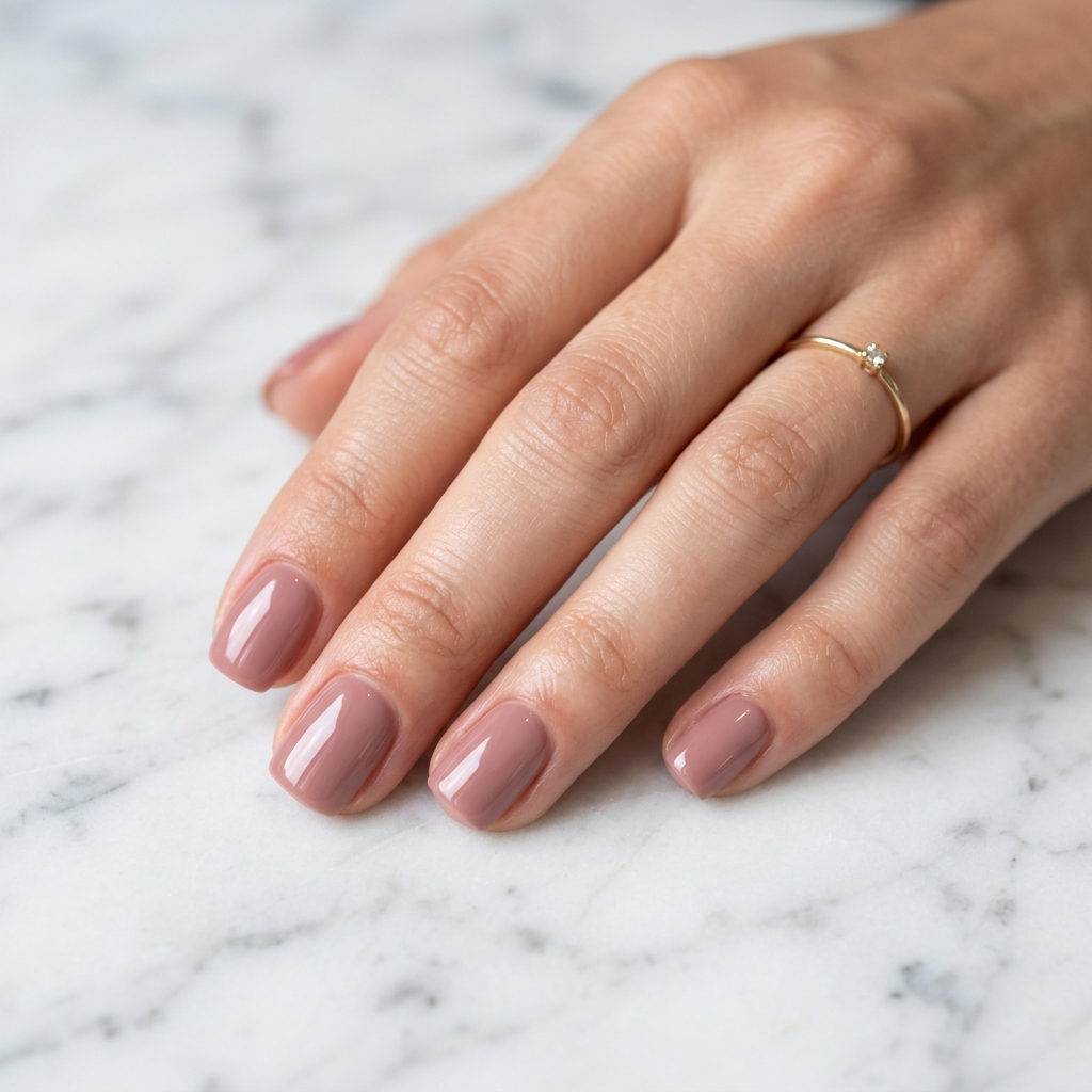 Premium glossy solid color gel manicure styling